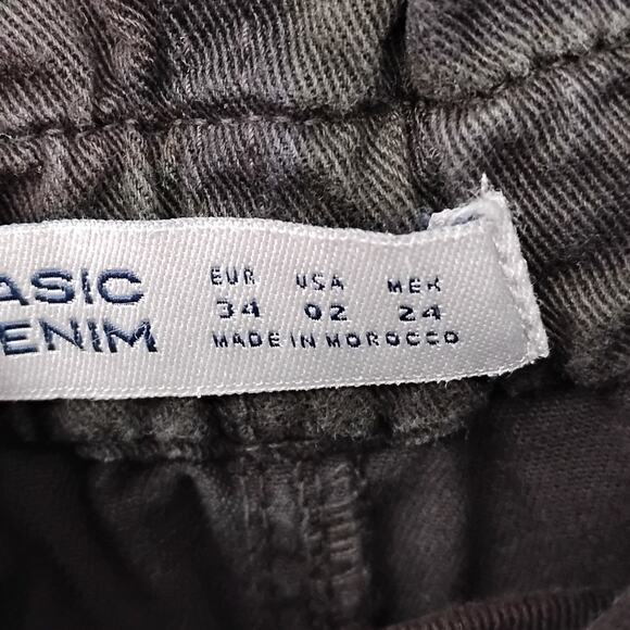 Zara Basic Paperbag High Rise Camo Pants Size 2 Dark Gray Belted Zipper Closure - Picture 7 of 8